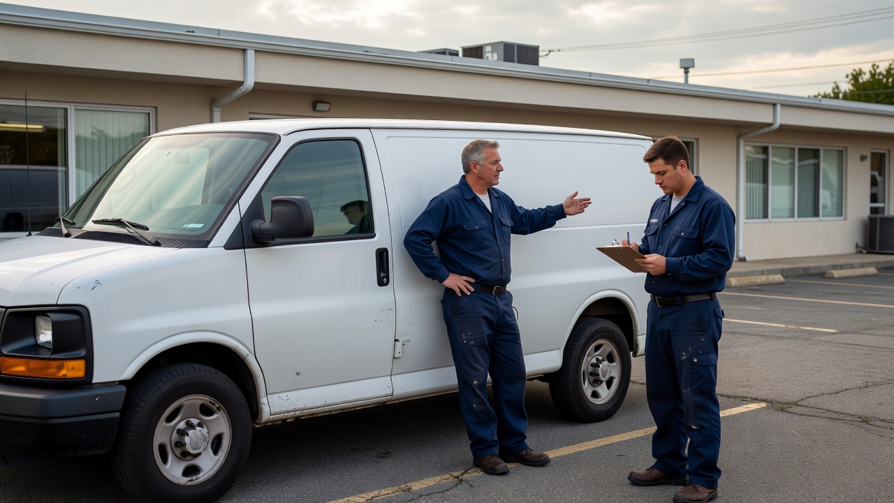 Harbor Ridge Mechanical service technicians and van